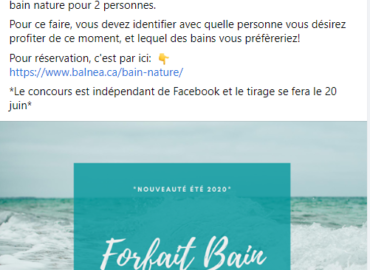 Publication facebook pour un spa
